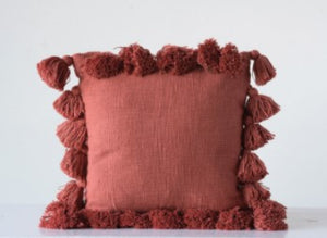 DF0667 Woven Cotton Slub Pillow with Tassels