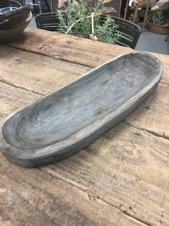 15347-01  Gray Washed Oblong Bowl  15347-01