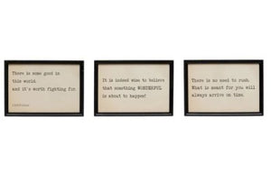 DF4449A  Wood Framed Wall Decor with Saying, 3 Styles
