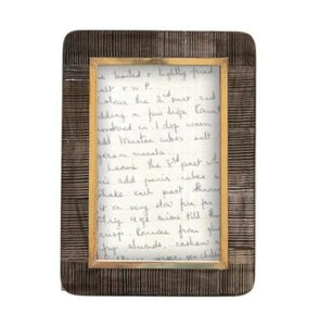 DF4270  Hand-Carved Photo Frame with Brass Border