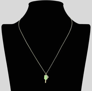 Gold And Green Paddle Necklace