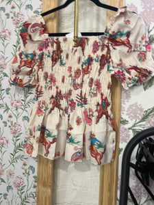 White Horse Pattern Scrunch Top