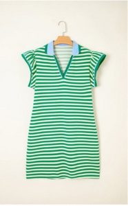 Green with Blue Collar Dress