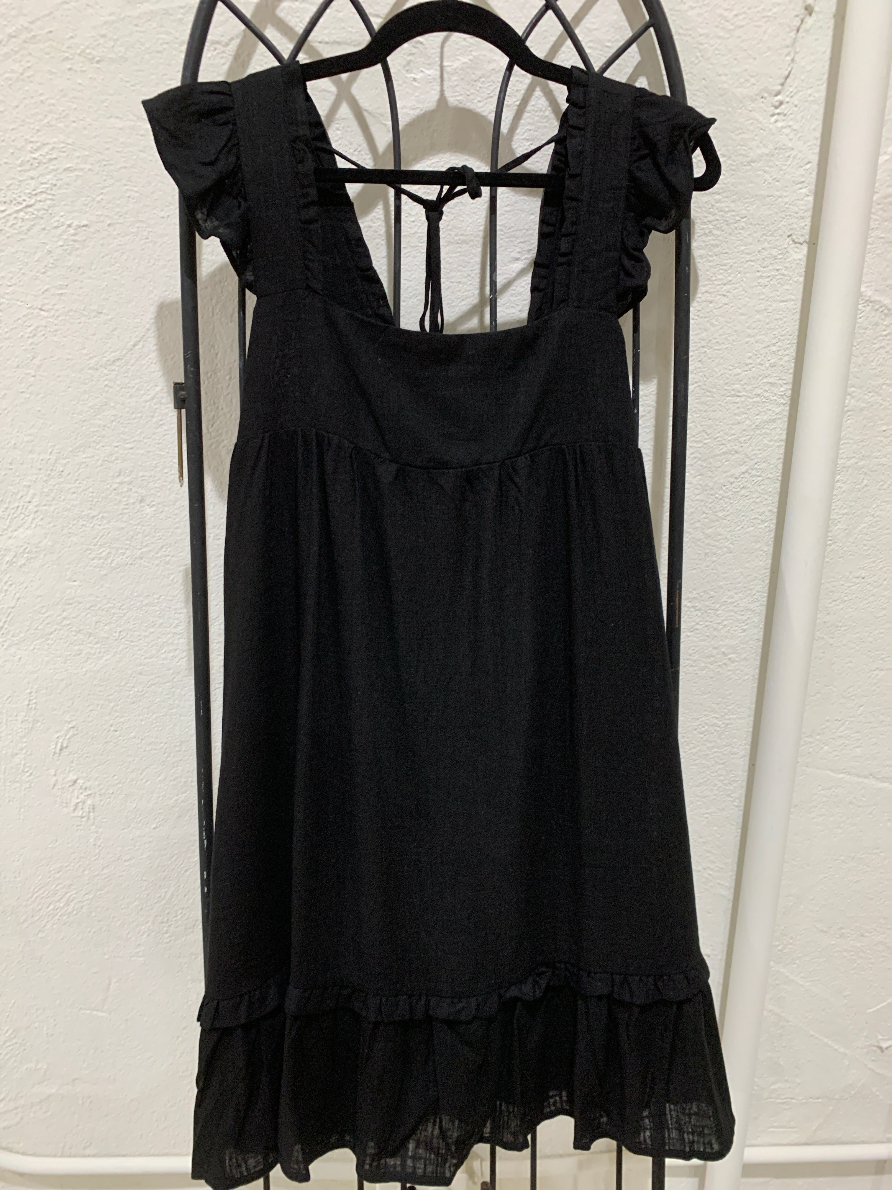 Linen Shift Dress- Black