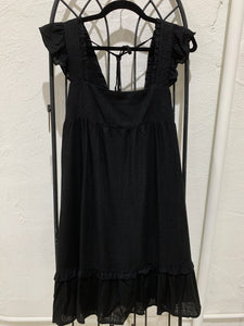 Linen Shift Dress- Black