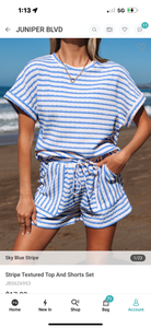 Striped Blue Tee & Shorts Set