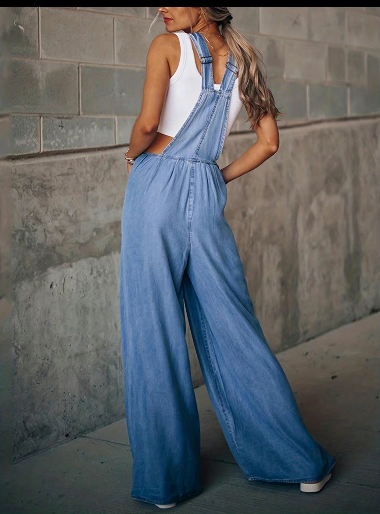 Wide Leg Overall- Denim