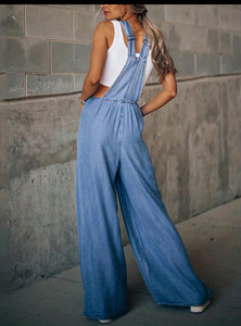 Wide Leg Overall- Denim