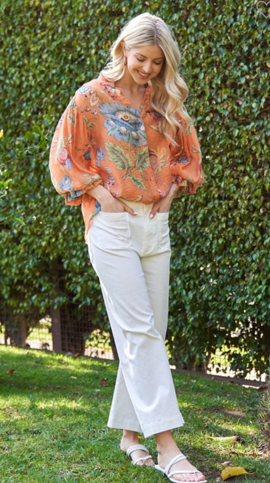 Coral Floral Top