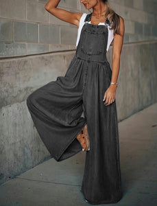 Wide Leg Overalls Black