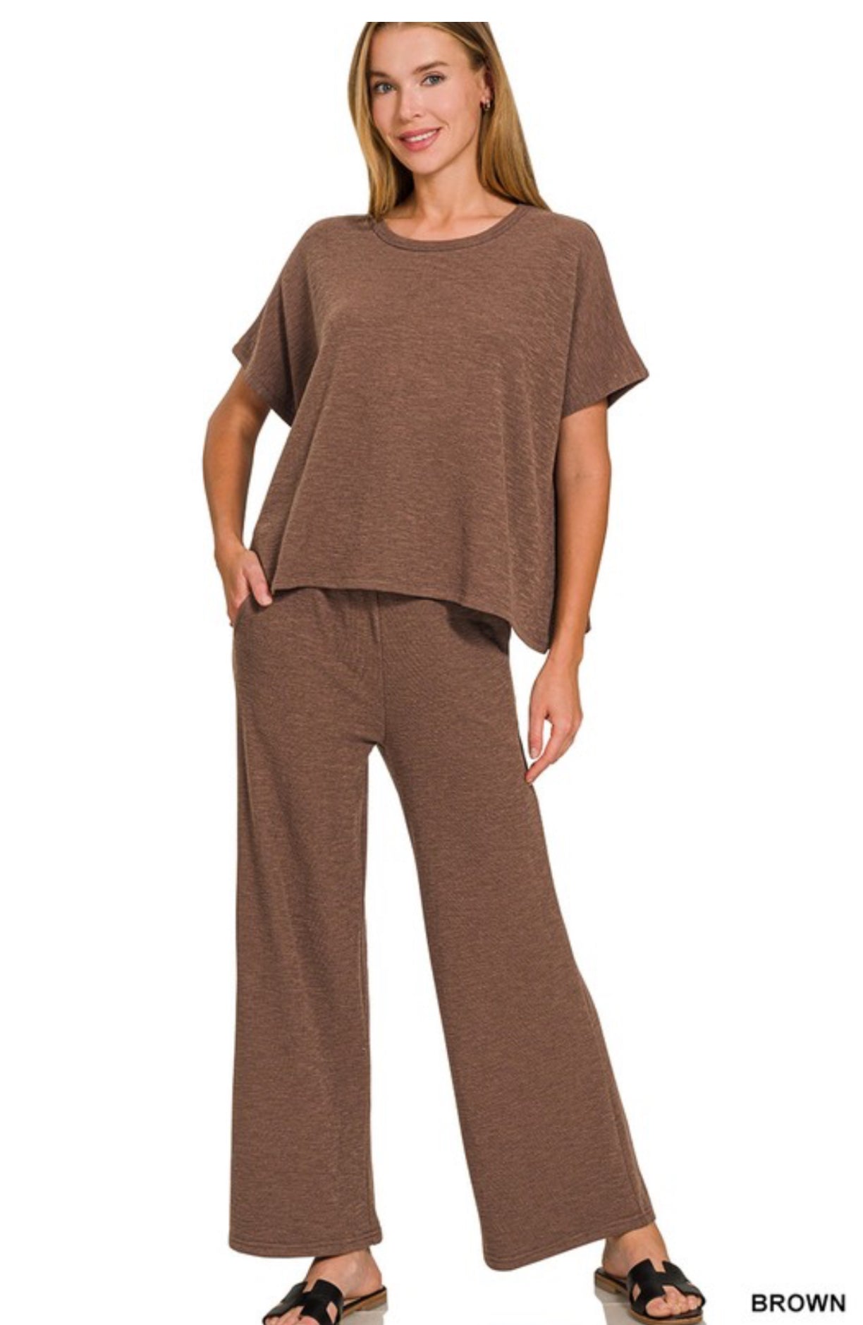 Rolled Sleeve Set- Brown