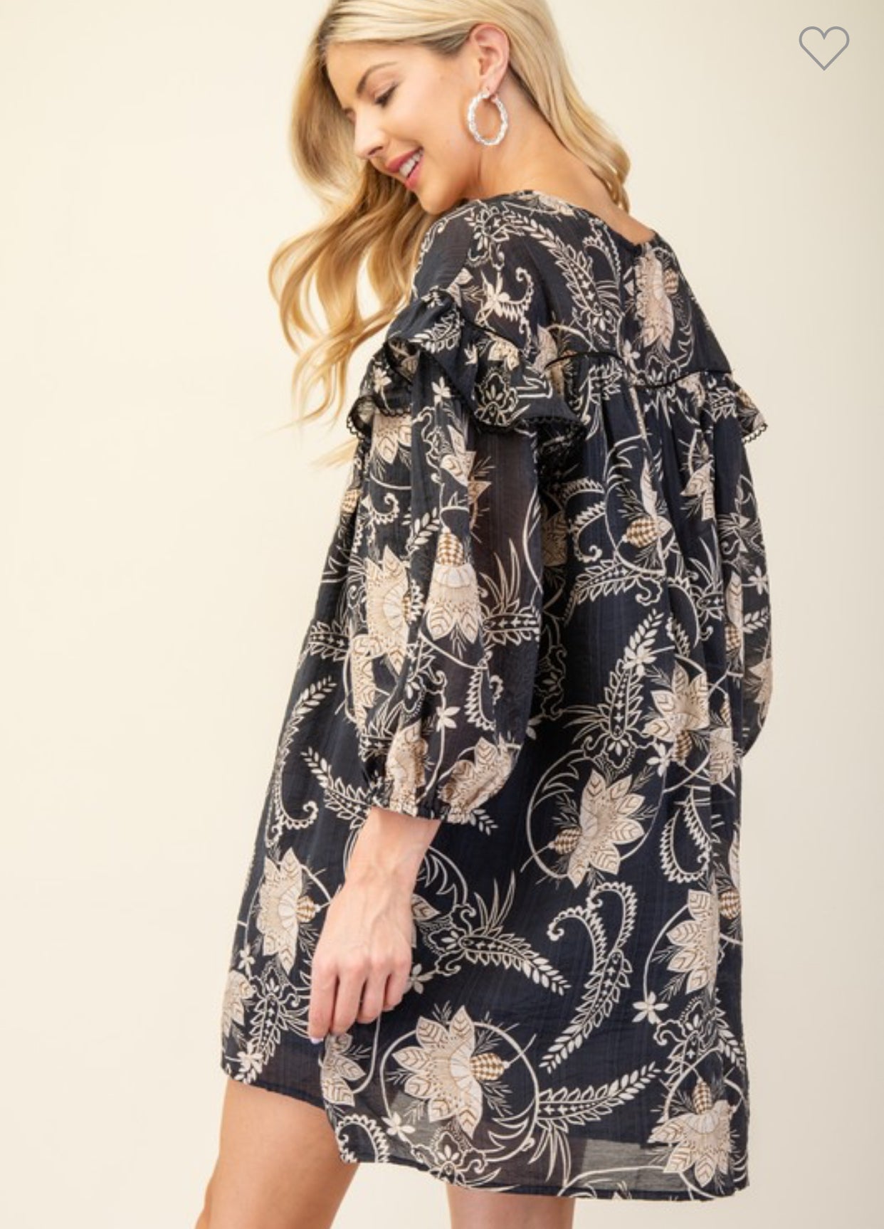Fall Floral Tunic/Dress-Black