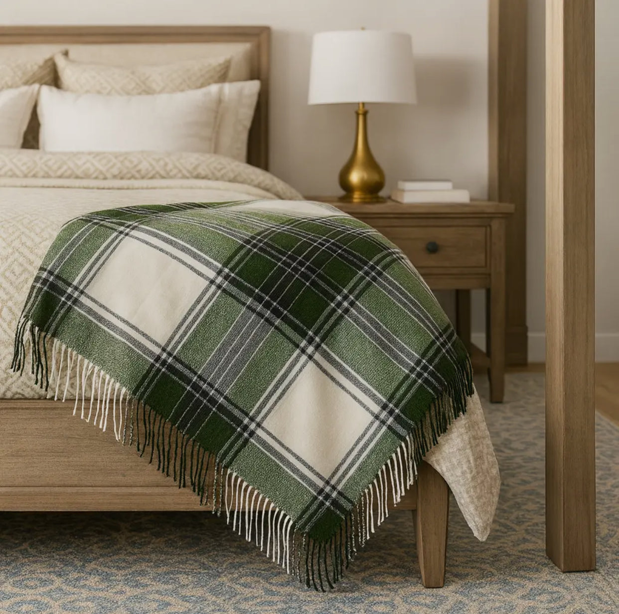 Classic Green Plaid Throw