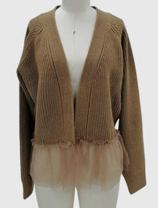 Tulle Hem Cardigan Brown