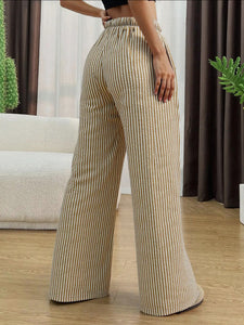 Striped Wide-leg Pant Tan
