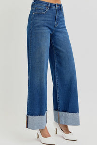 Risen High Rise Wide Cuff Jeans
