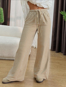 Striped Wide-leg Pant Tan