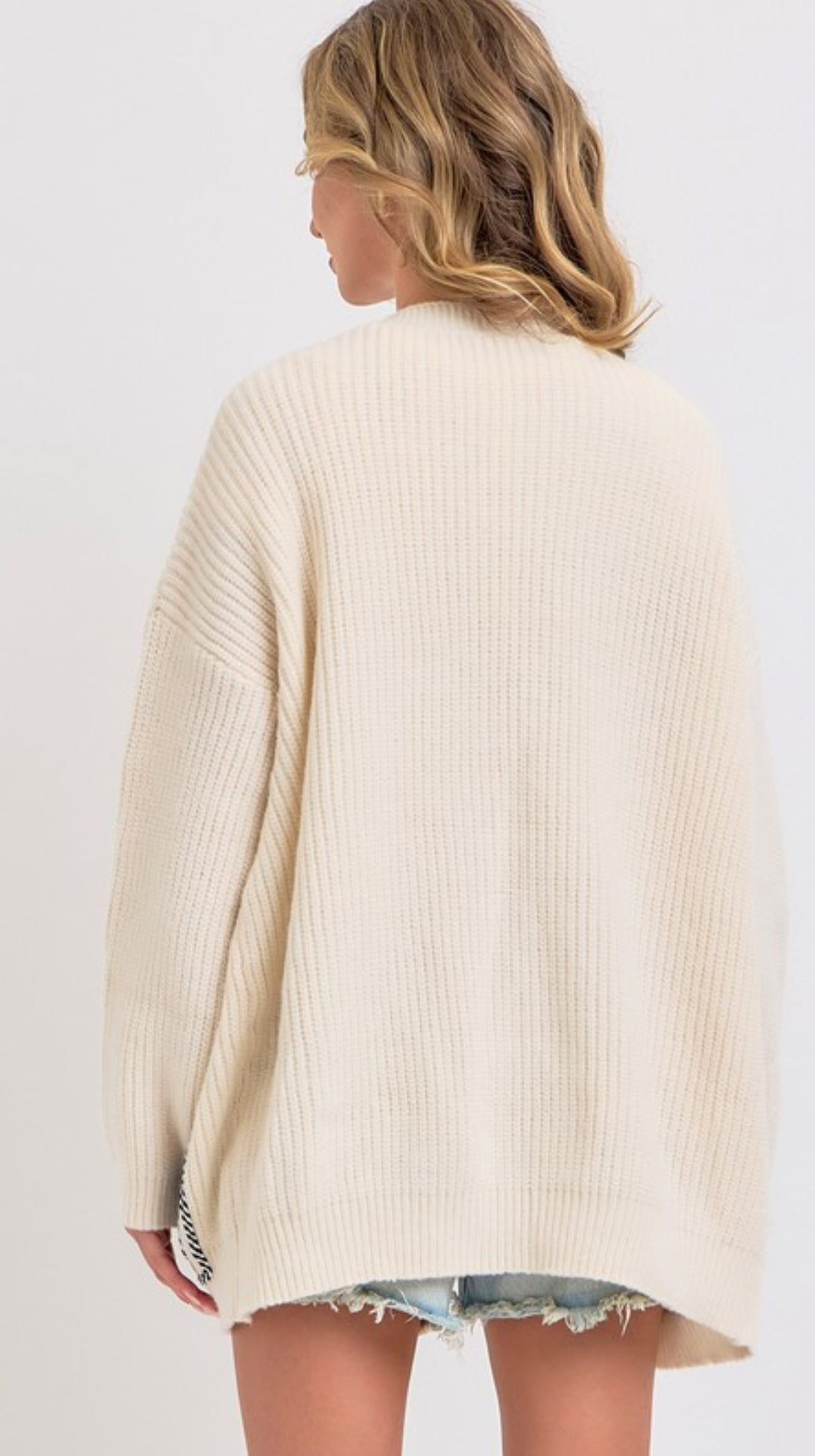 Knit and Denim Cardigan