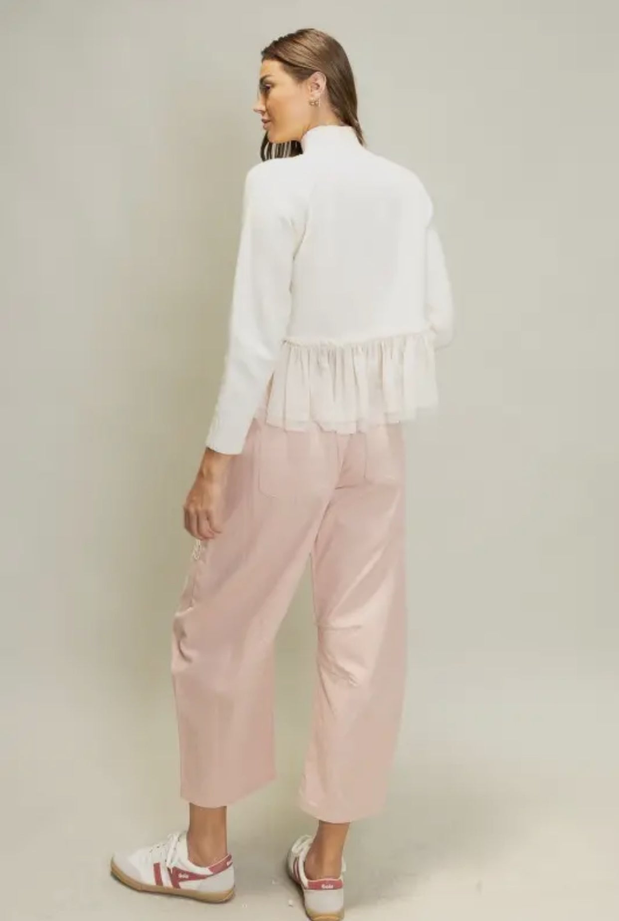 Tulle Hem Sweater White