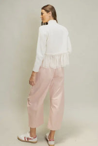 Tulle Hem Sweater White