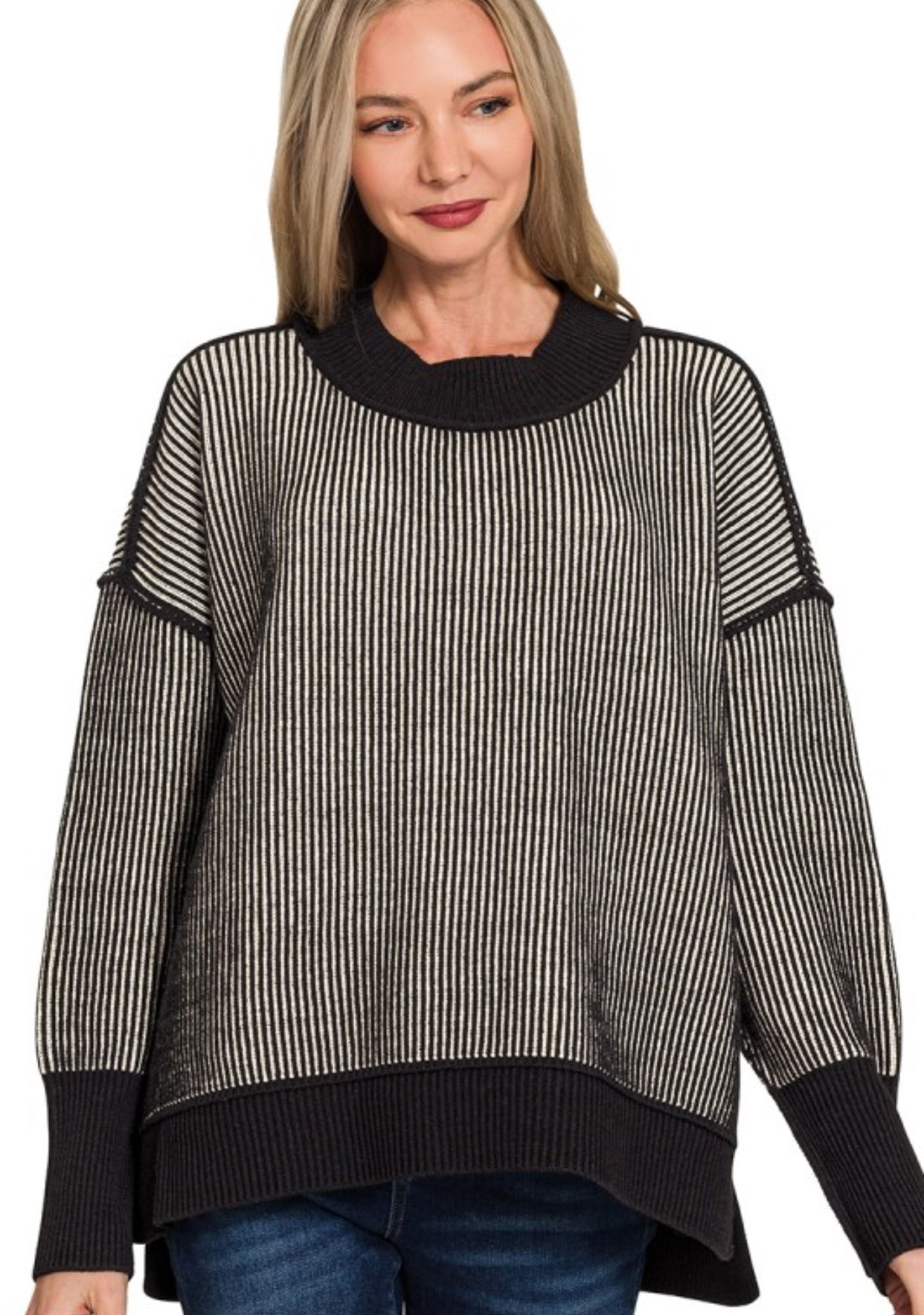 Two Tone Black Sweater