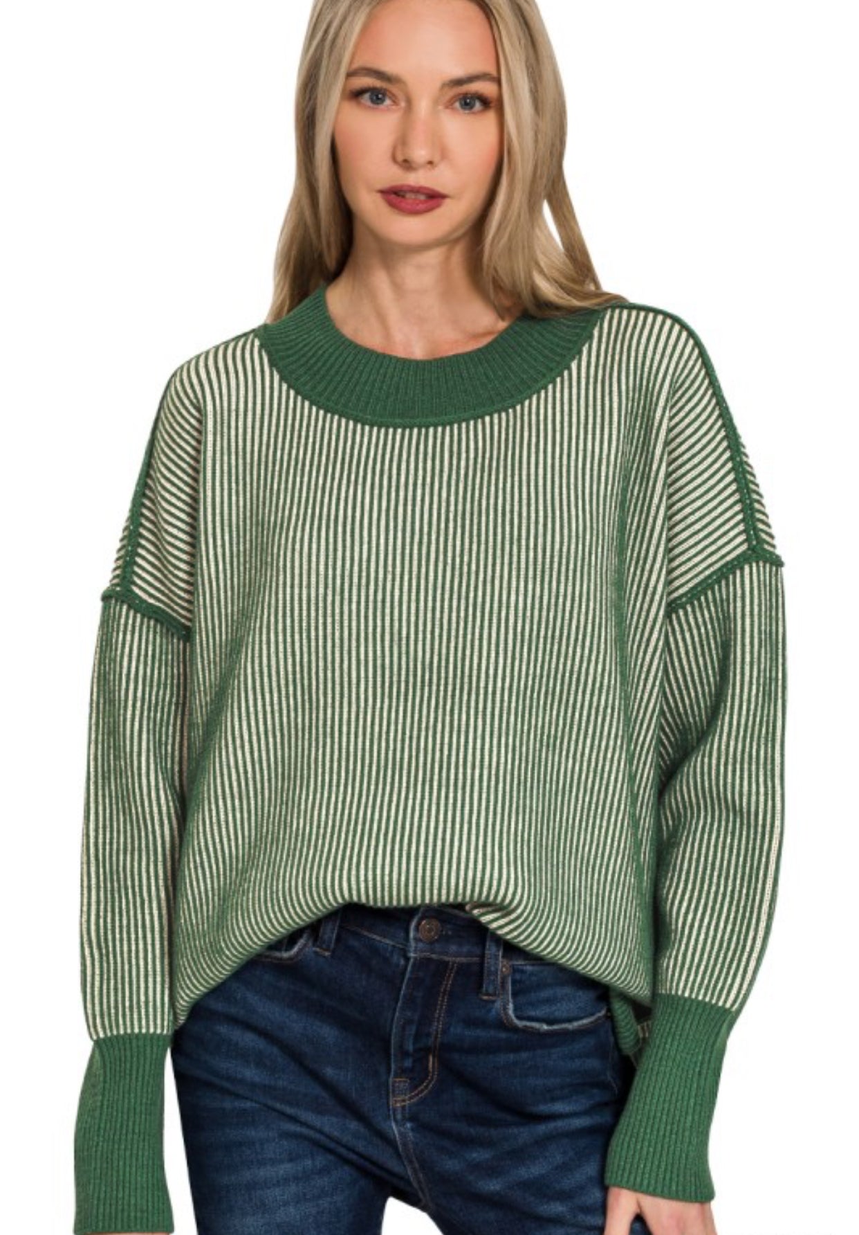 Two Tone Sweater- Green
