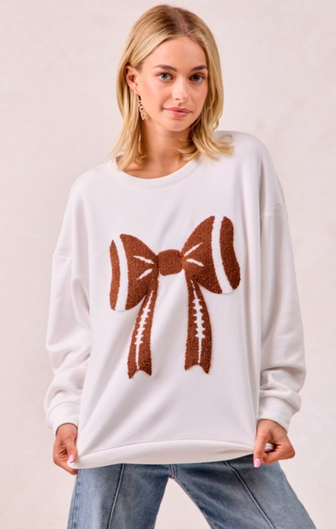 Football Bow Patch Sweater