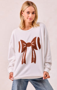 Football Bow Patch Sweater