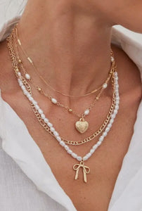 Bow & Heart Layered Necklace
