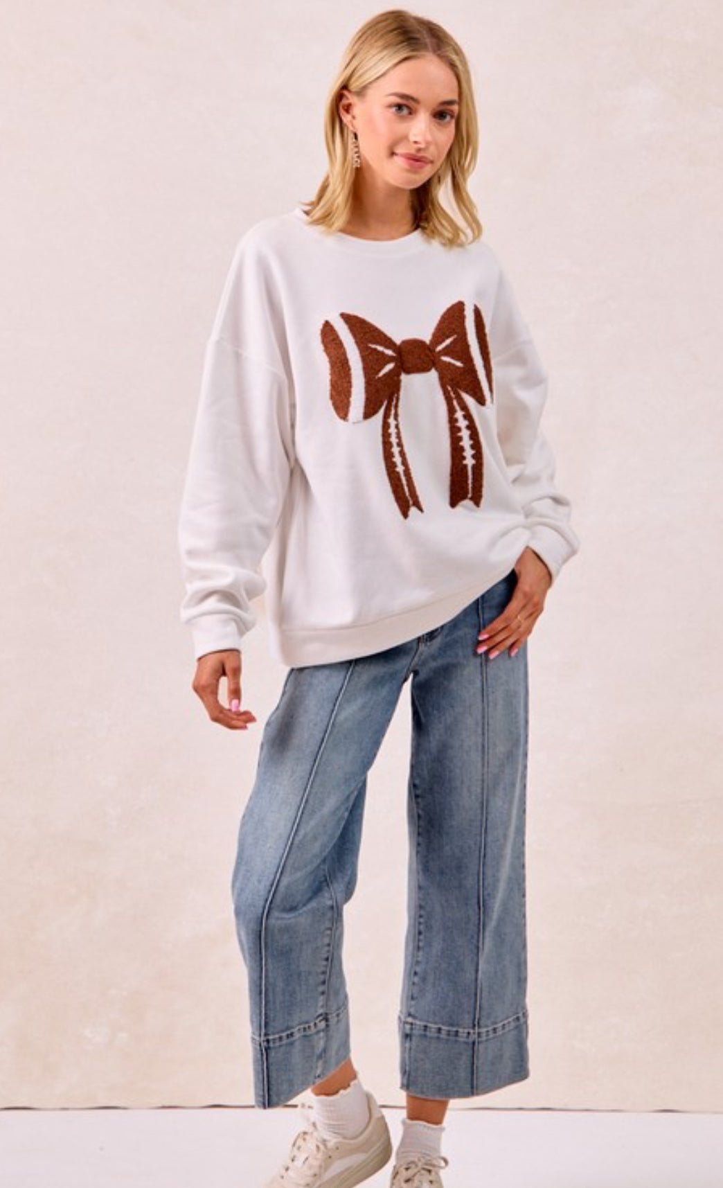Football Bow Patch Sweater