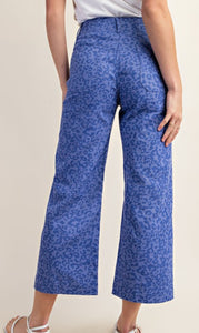 Blue Leopard Crop Jeans- S M L