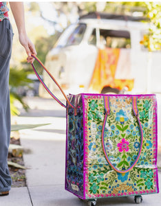 Rolling Tote Bag LG- Taupe Mandala