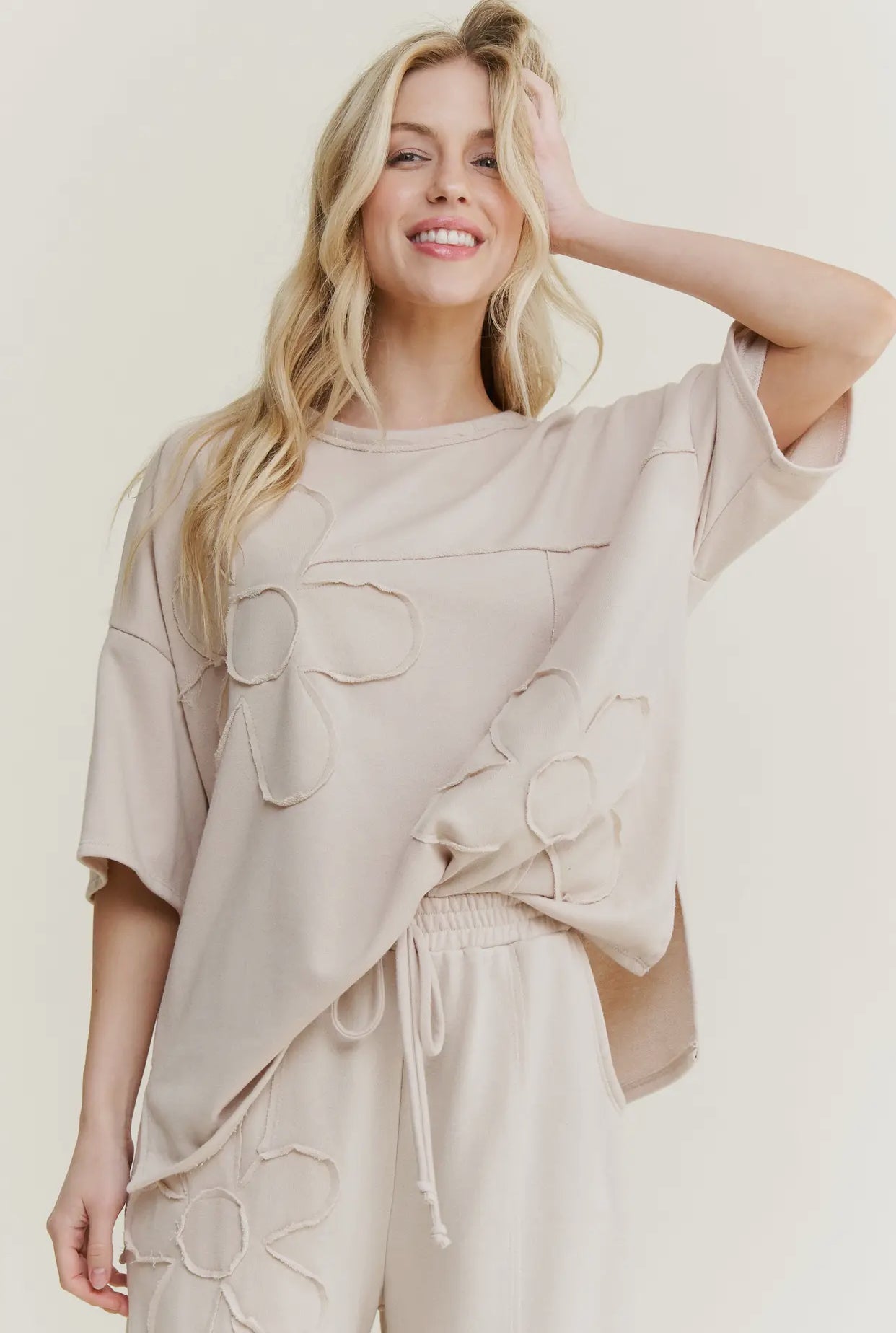 Flower Patch Top-Taupe