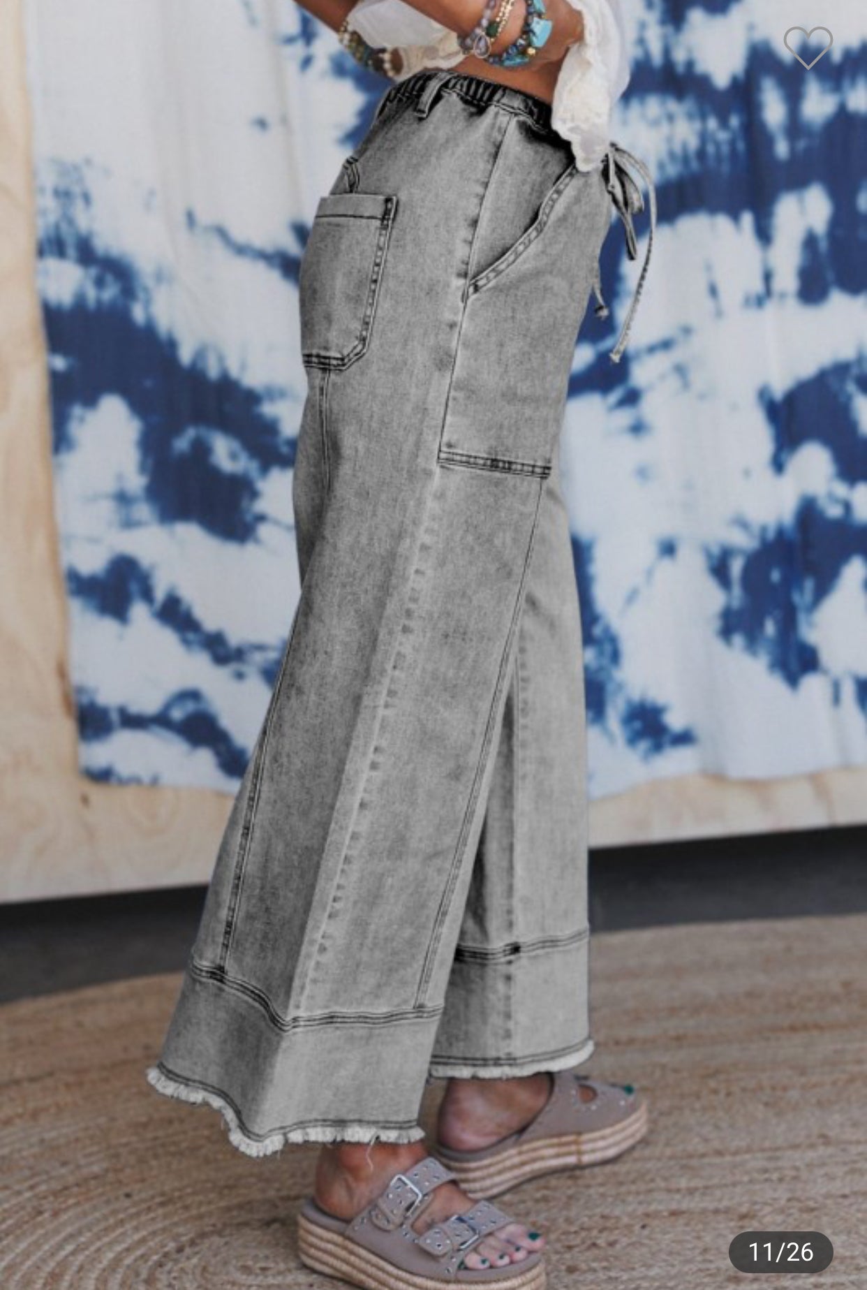 Wide Leg Drawstring Denim