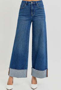Risen High Rise Wide Cuff Jeans