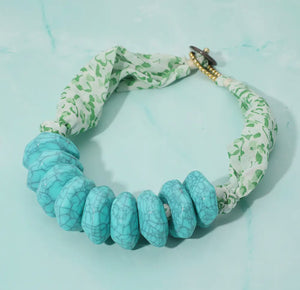 Turquoise Bead Scarf Necklace
