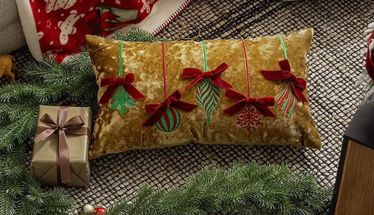 Gold Velvet Christmas Pillow