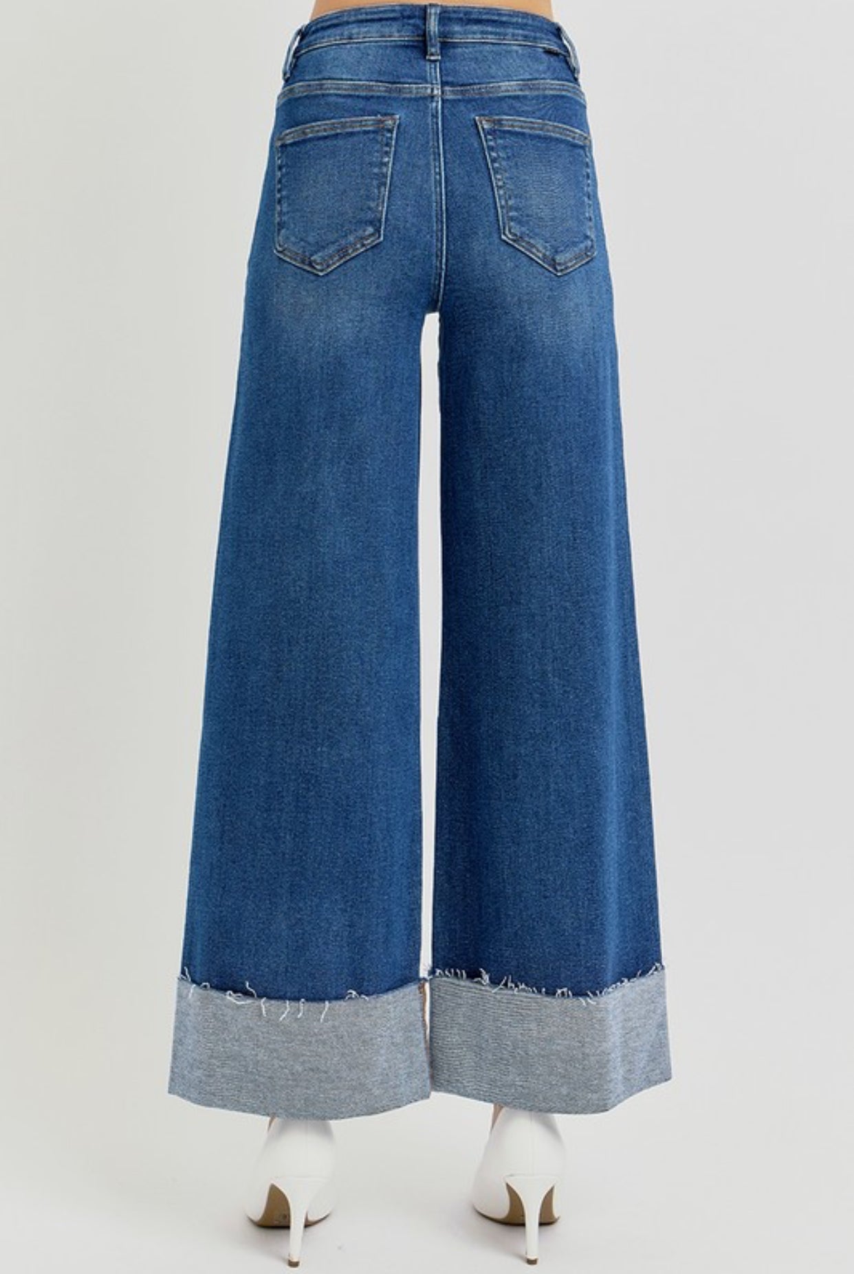 Risen High Rise Wide Cuff Jeans