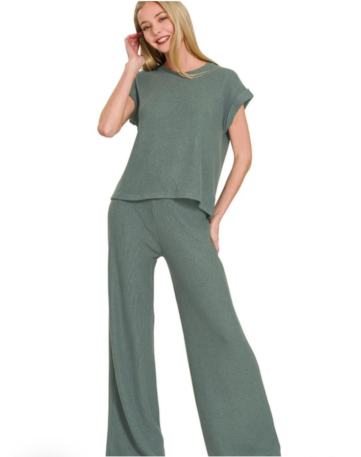 Rolled Sleeve Set- Green S M L