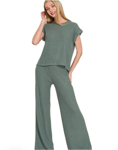 Rolled Sleeve Set- Green S M L