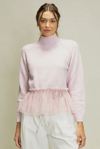 Tulle Hem Sweater Pink