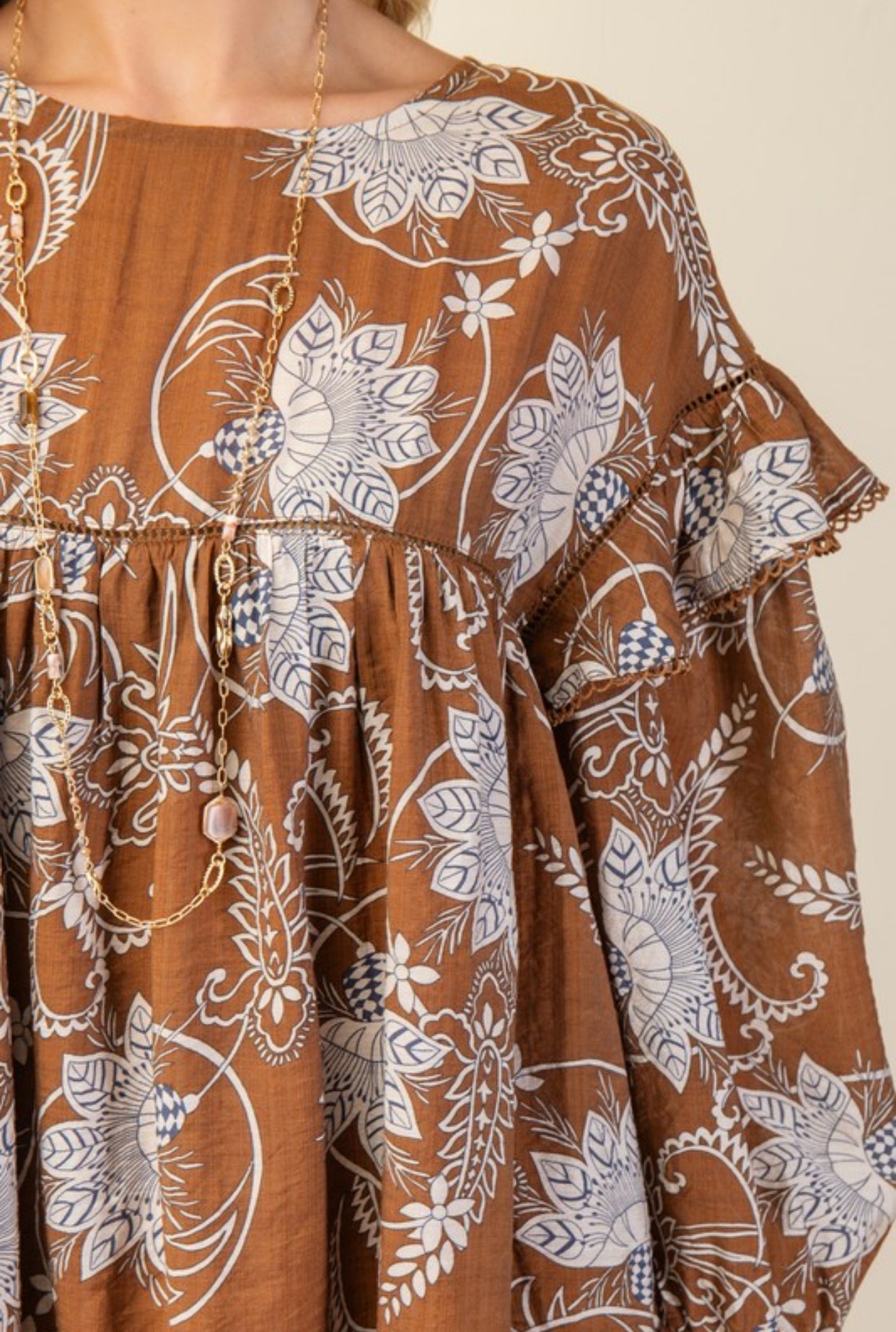Fall Floral Tunic/Dress- Brown
