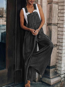 Wide Leg Overalls Black