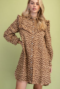 Brown Jean Leopard Dress- S M L