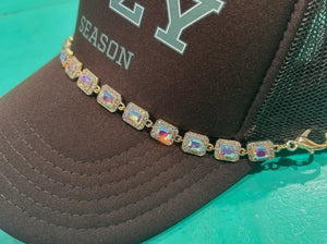 Square Rhinestone Hat Chain