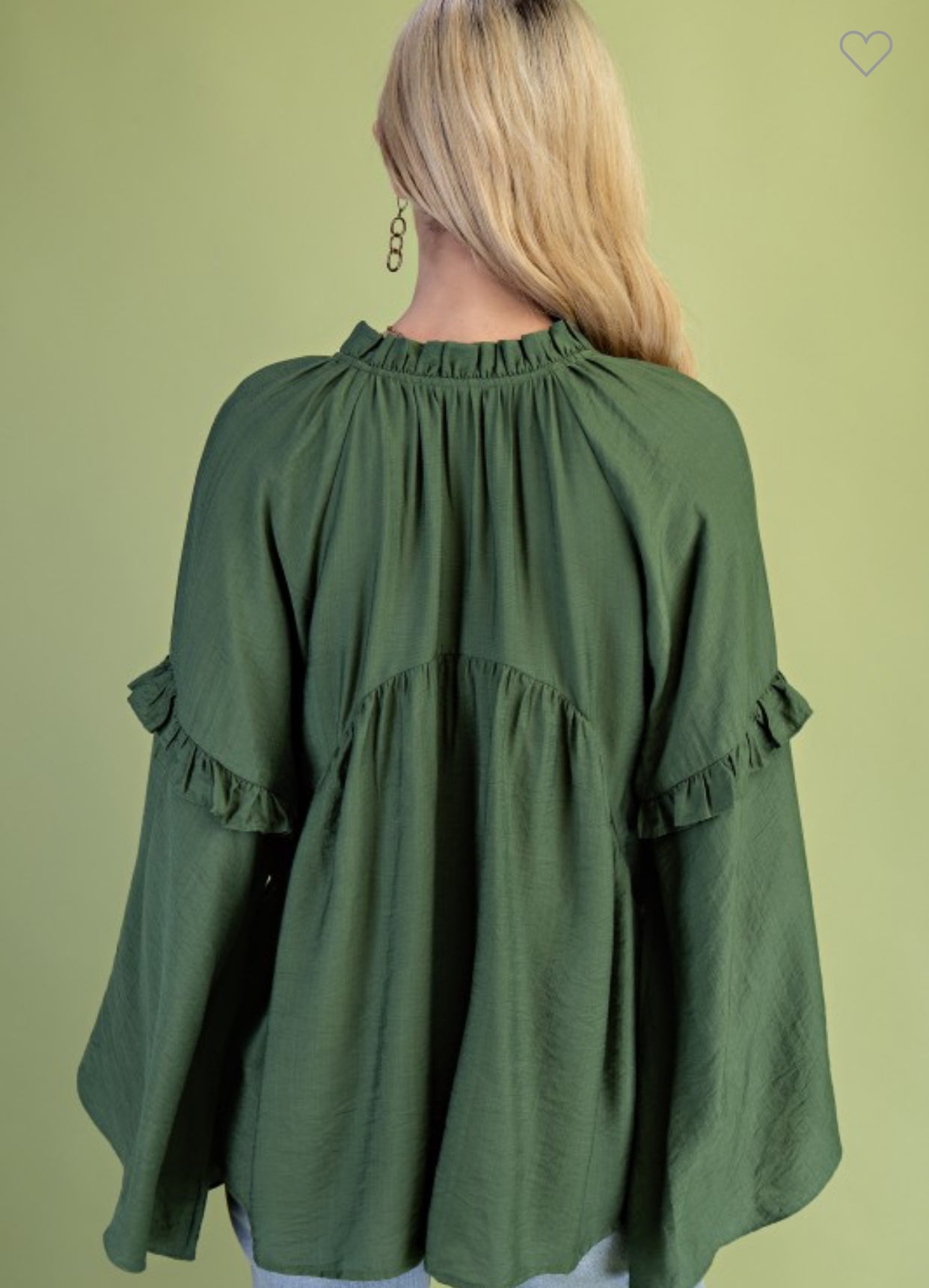 Rosette Bell Sleeve Top- Green