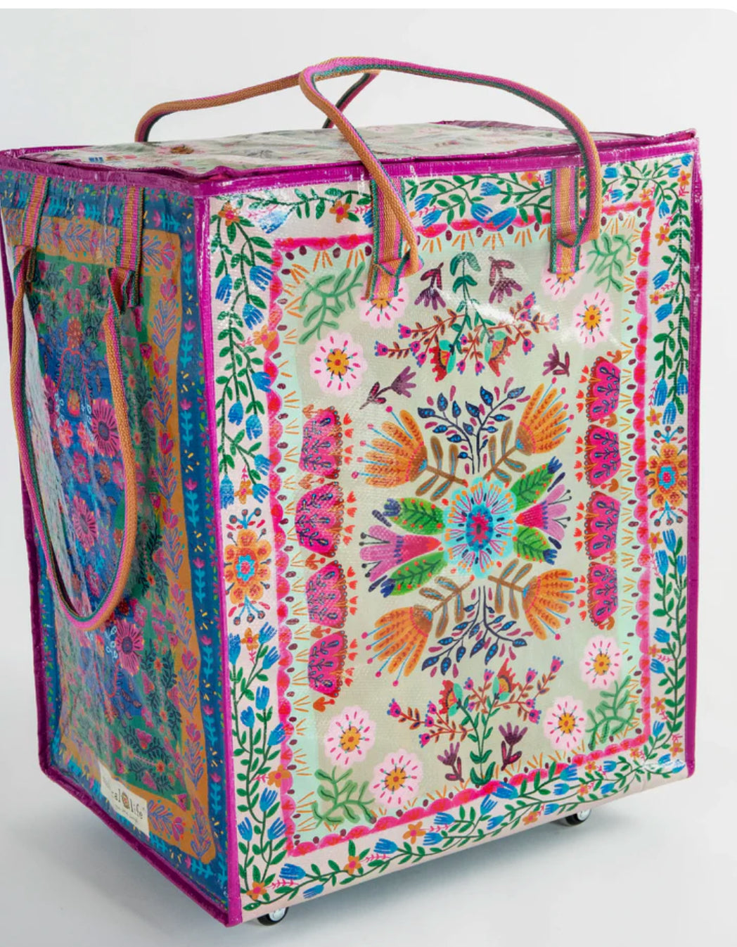 Rolling Tote XL-Taupe Flower