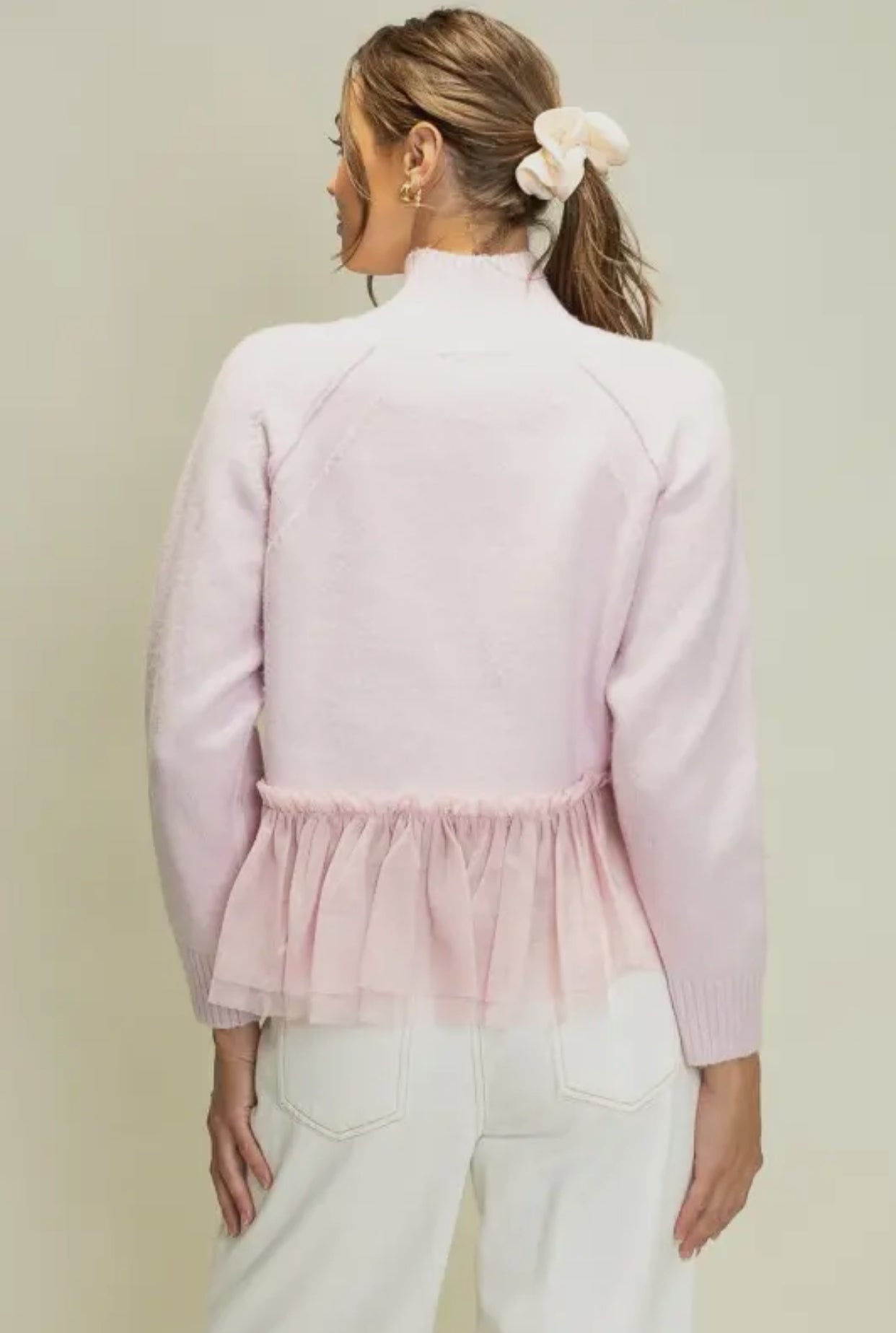Tulle Hem Sweater Pink