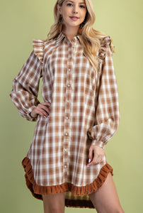 Plaid Mini Shirt Dress