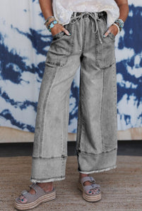 Wide Leg Drawstring Denim